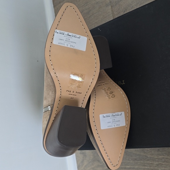 NIB Rag & Bone Razor Leather Booties In Light Sand Size EU37/US7 - Picture 5 of 7